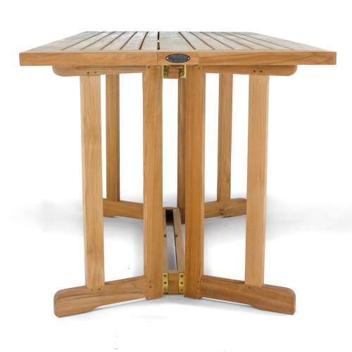 70165 Nevis Veranda teak folding table end view on white background