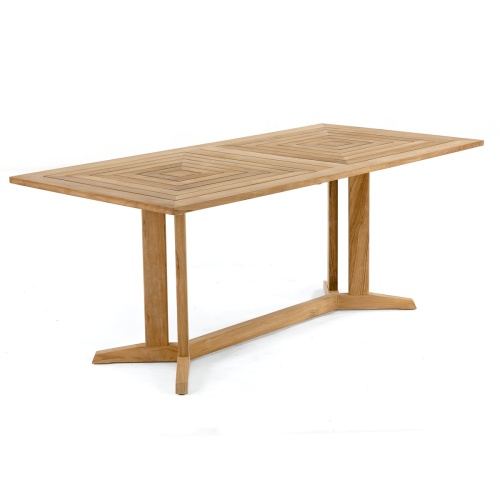 70290 pyramid teak rectangular dining table angled on white background