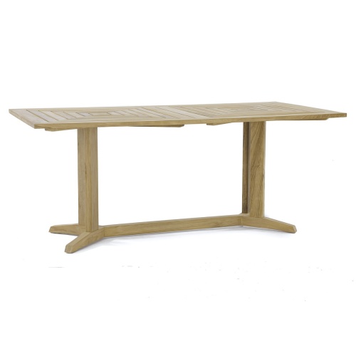 15816 Pyramid Teak  6 ft long Rectangular Table angled side view on white background