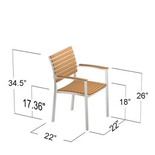 70581 Grand Hyatt Vogue teak and stainless steel armchair angled right side autocad on white background