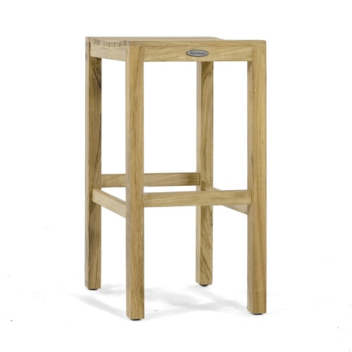 70680 Laguna teak Somerset Backless Barstool angled view on white background