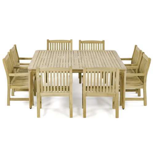 70878 Veranda 9 piece Square teak Dining Set side view on white background