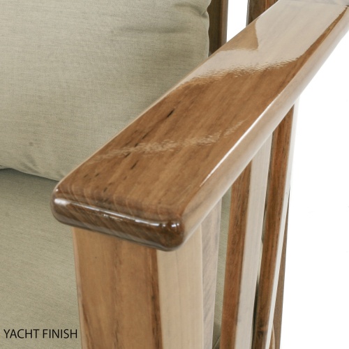 12170DP Kafelonia teak Barrel Chair with cushions showing marine gloss finish close up view on white background