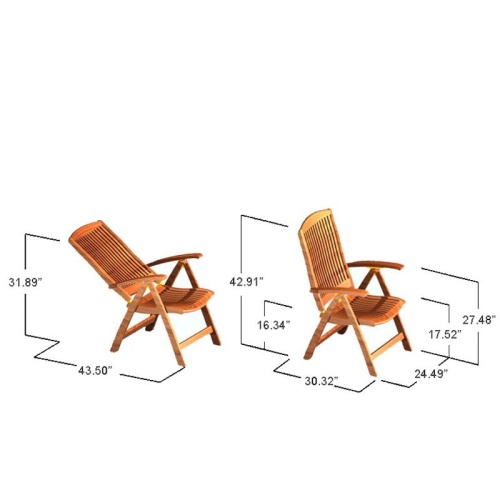 70205 Veranda Barbuda teak Recliner Chairs autocad on white background