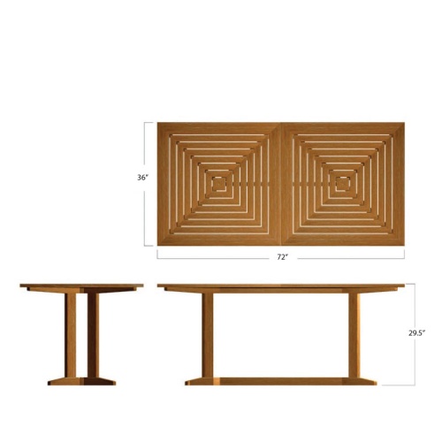 70290 pyramid teak rectangular dining table autocad on white background