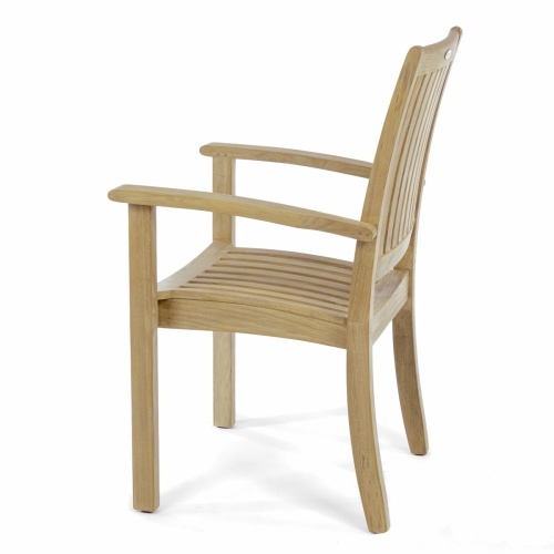 12196 Sussex Teak Stacking Chair angled side view on white background