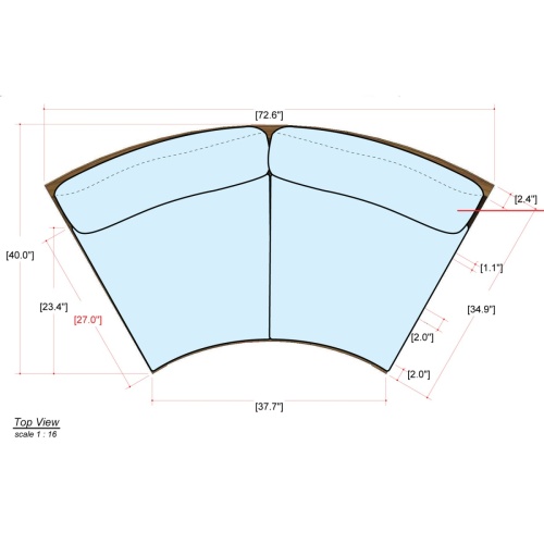 image of 13343DP Kafelonia Sofa Sectional autocad top view on white background