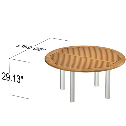 70442 Vogue teak and stainless steel 60 inch diameter autocad on white background