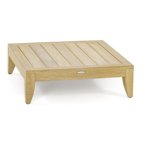 70822 aman dais teak coffee table front angled view on white background