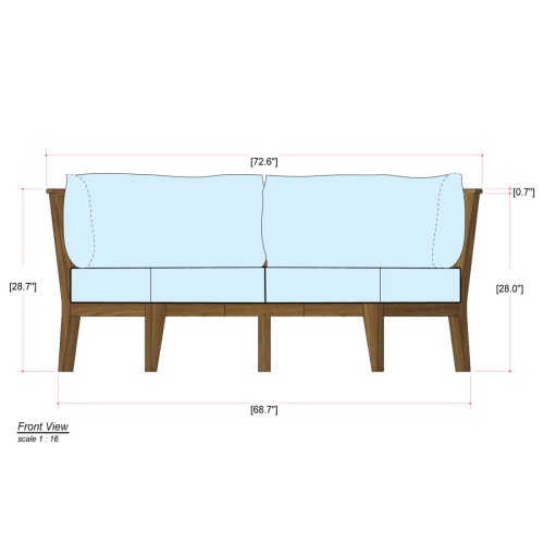 image of 13343DP Kafelonia Sofa Sectional autocad front view on white background