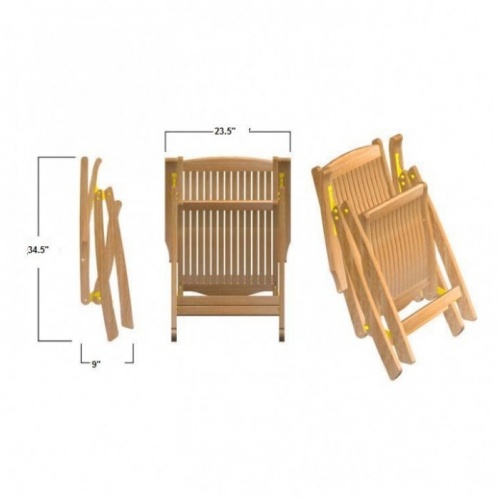 70205 Veranda Barbuda teak Recliner Chairs autocad of side bottom and back of 3 folded chairs on white background