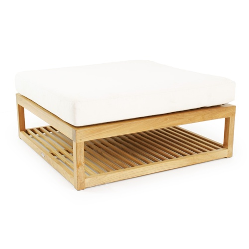 70232 Maya Teak Coffee Table Ottoman with optional cushion angle view on white background 