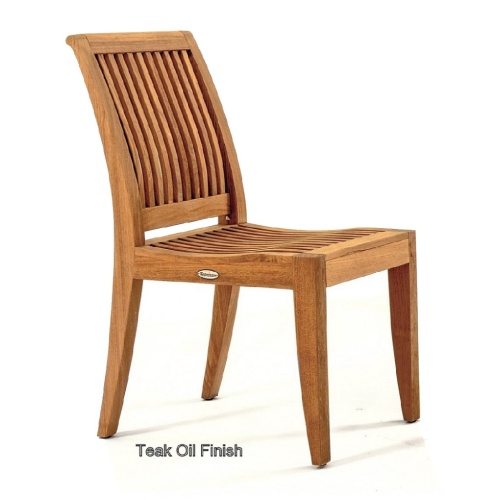 11810 Laguna Teak Side Chair with teak oil finish right side view on white background