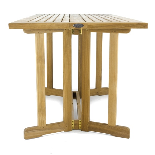 70472 Surf Nevis teak folding table end view on white background