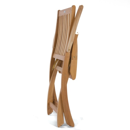 70536 Barbuda teak folding armchair side view folded flat for storage on white background