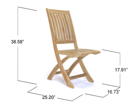 11602S Barbuda Teak Folding Chair showing autocad on white background