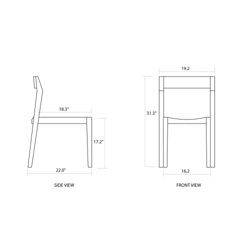 70608 Barbuda Horizon teak side chair autocad on white background