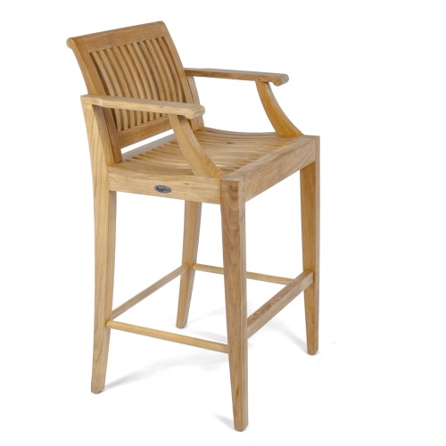 70642 Vogue Laguna teak barstool right side angled view on white background