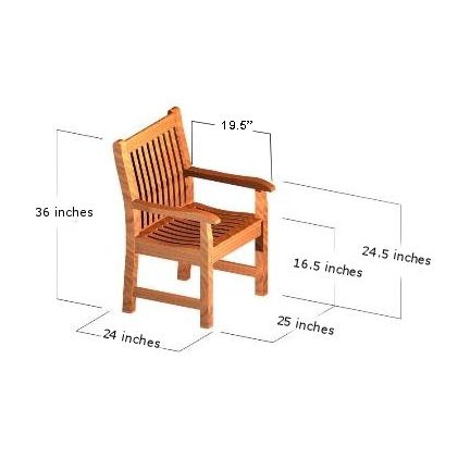 70816 Laguna Veranda teak dining armchair autocad on white background