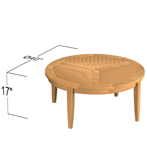 70849 Laguna round teak coffee table autocad aerial view on white background