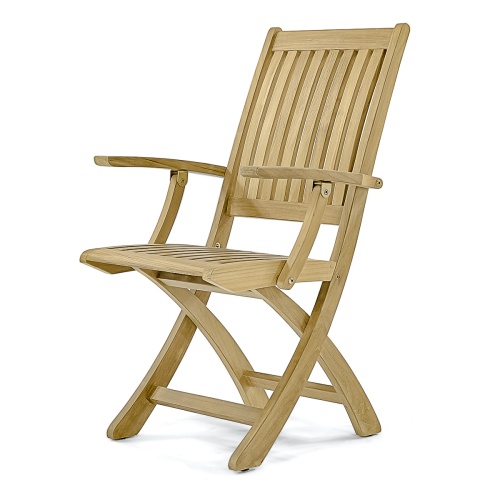 70865 Veranda Barbuda folding side chair angled side view on white background