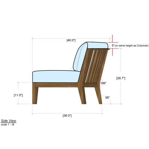 image of 13343DP Kafelonia Sofa Sectional autocad side view on white background