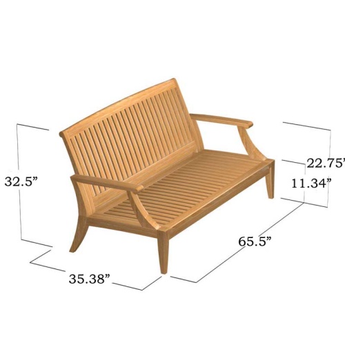 13152dp laguna teak loveseat frame autocad side angle view on white background