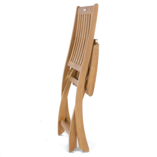 70018 Buckingham Barbuda folding teak side chair folded flat on white background