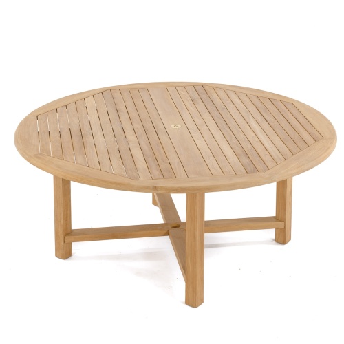 70154 Buckingham round teak table angled top view on white background