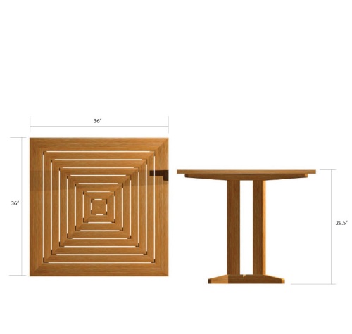 70292 Pyramid Laguna teak 36 inch square dining table autocad view on white background