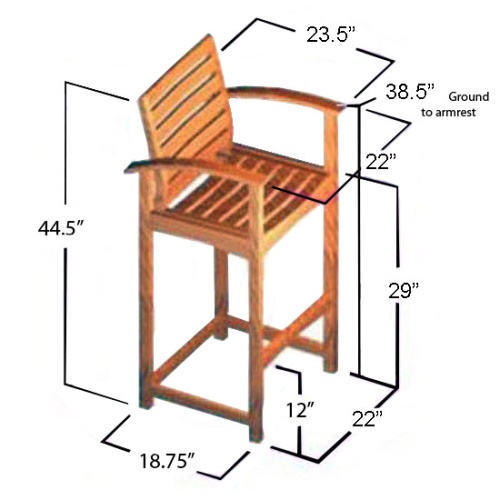 70647 Somerset Laguna teak barstool autocad on white background