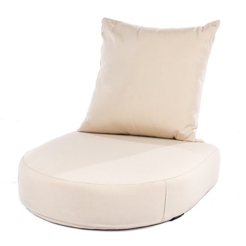 12170DP Kafelonia teak Barrel Chair seat cushions on white background