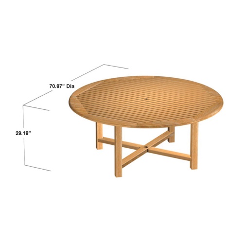 70154 Buckingham round teak table autocad angled top view on white background