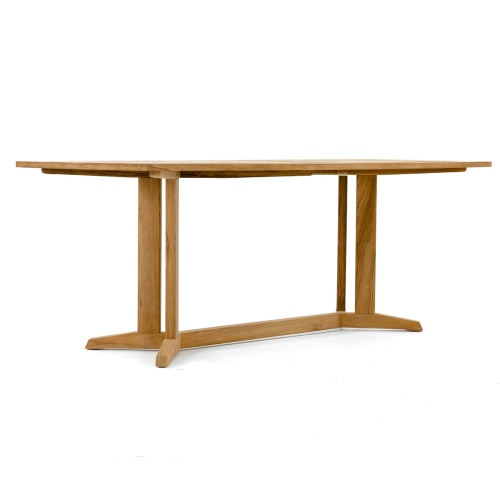 15816 Pyramid Teak  6 ft long Rectangular Table angled side view on white background