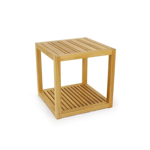 70231 Maya Teak Side Table front angle view on white background