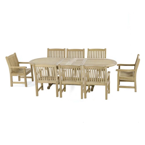 9 pc Montserrat Oval Teak Dining Set - Picture A