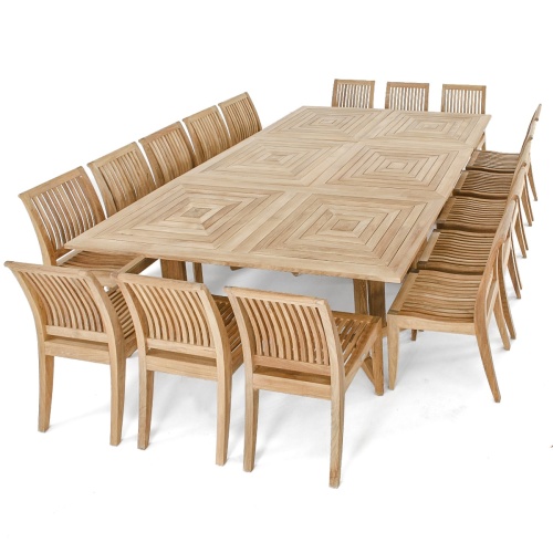 Pyramid Teak Rectangular Dining Set for 16 - Picture A