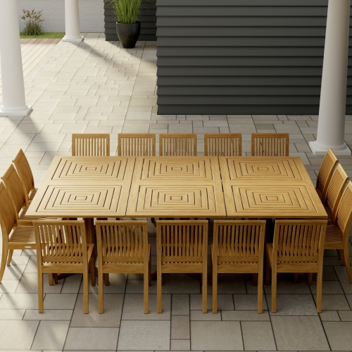 Pyramid Teak Rectangular Dining Set for 16 - Picture D