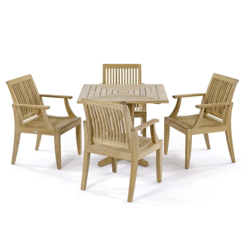 5 pc Laguna Pyramid Square Teak Dining Set - Picture A