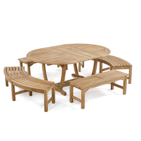 Martinique Bench and Table Teak Dining Set - Picture B