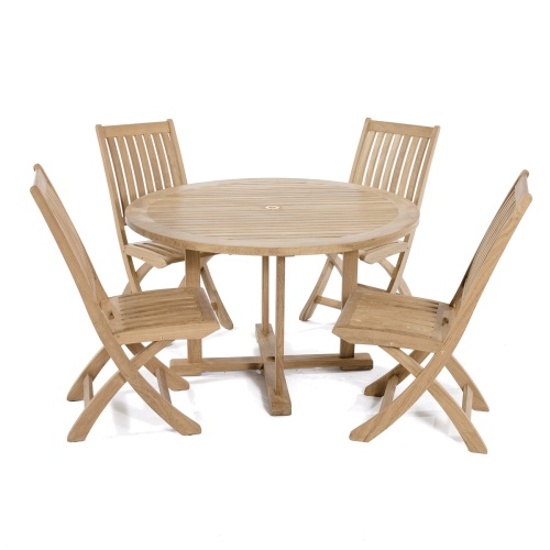 4 ft Round Dining Set with 4 Barbuda Folding Chairs - Picture A