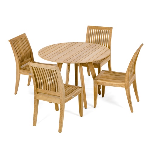 5 pc Laguna Round Teak Dining Set - Picture B