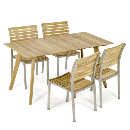 5 pc Vogue Rectangular Teak Dining Set - Picture B