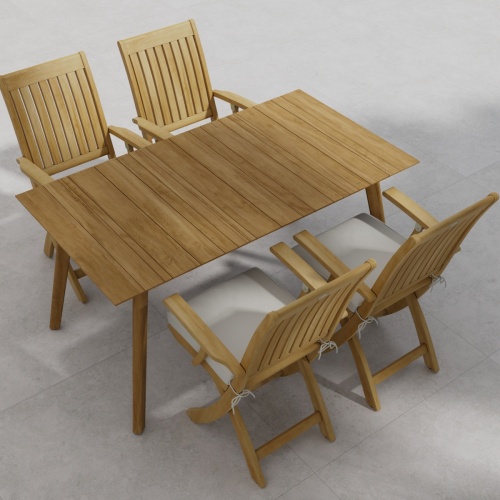 5 pc Surf Rectangular Teak Dining Set - Picture D