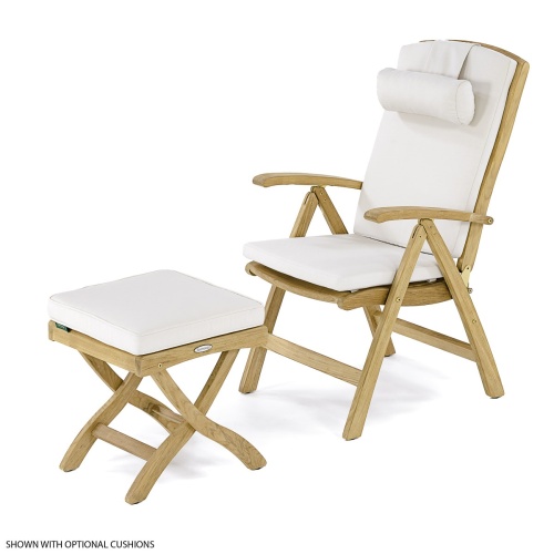 Barbuda Teak Recliner Chair & Ottoman Set - Picture A