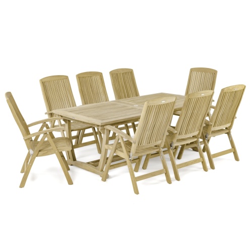 9 pc Reclining Teak Dining Set - Picture A