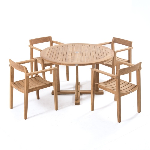 Round Horizon Teak Dining Set - Picture A