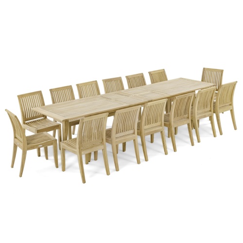 Laguna 15 pc Teak Outdoor Dining Set - Picture A